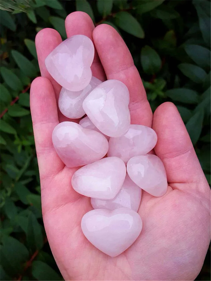 

10pcs small gemstone jewelry making 100% natural pimk rose quartz stone crystl heart healing gemstone crystal heart as gift