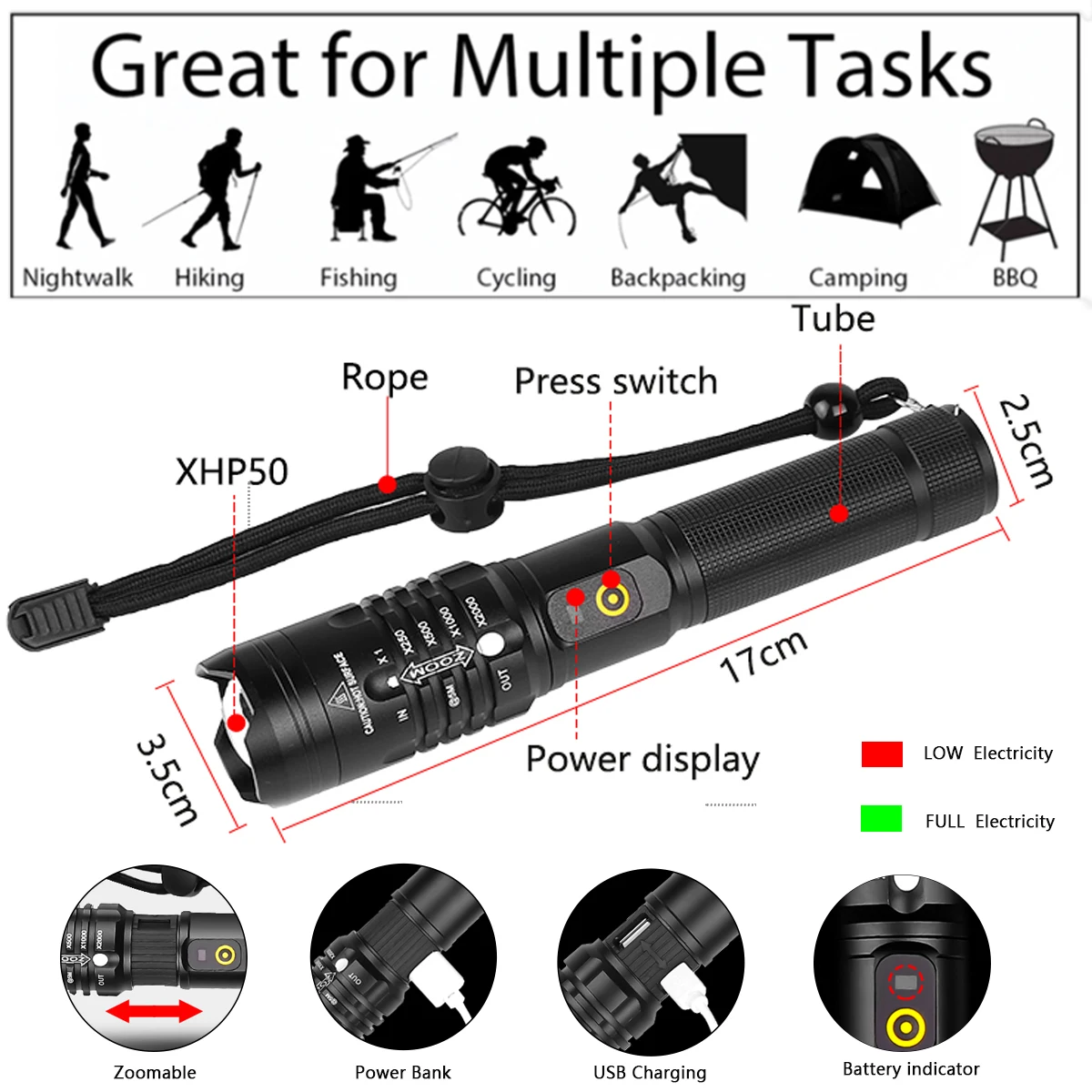 POCKETMAN яркая вспышка светильник xhp50.2 самая мощная 18650 usb фонарь xhp50 охотничья лампа