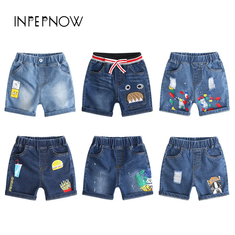 INPEPNOW/летние джинсы детские шорты для мальчиков стильные джинсовые штаны девочек