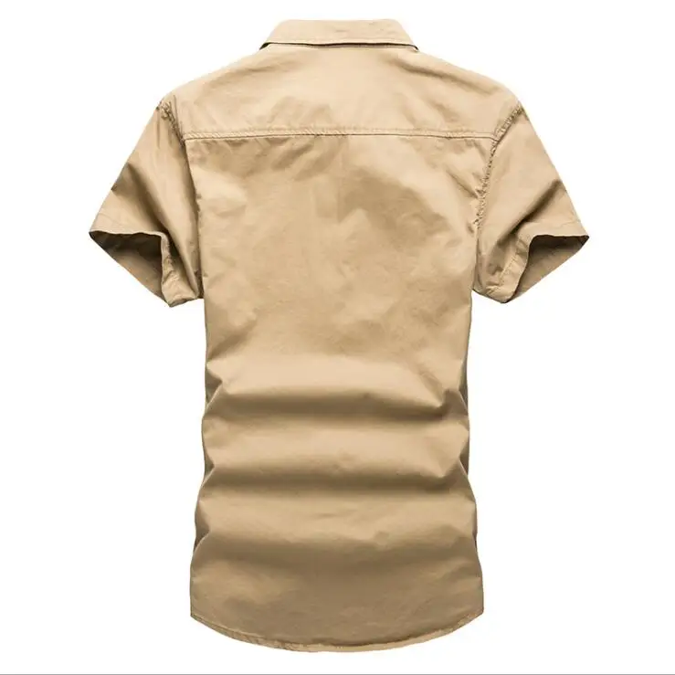 Men Military Shirt Men's Cargo Tactical Shirts 100% Cotton Short Sleeve Work Safari Style Shirt Chemise Size 5XL