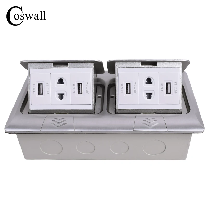 COSWALL All Aluminum 2 полосная панель всплывающая напольная розетка универсальная 4