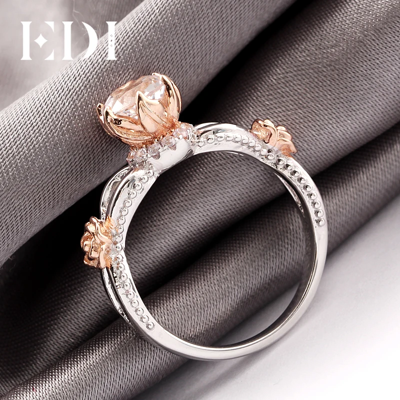 EDI романтическая серия натуральный белый топаз роза цветок ореол обручальное