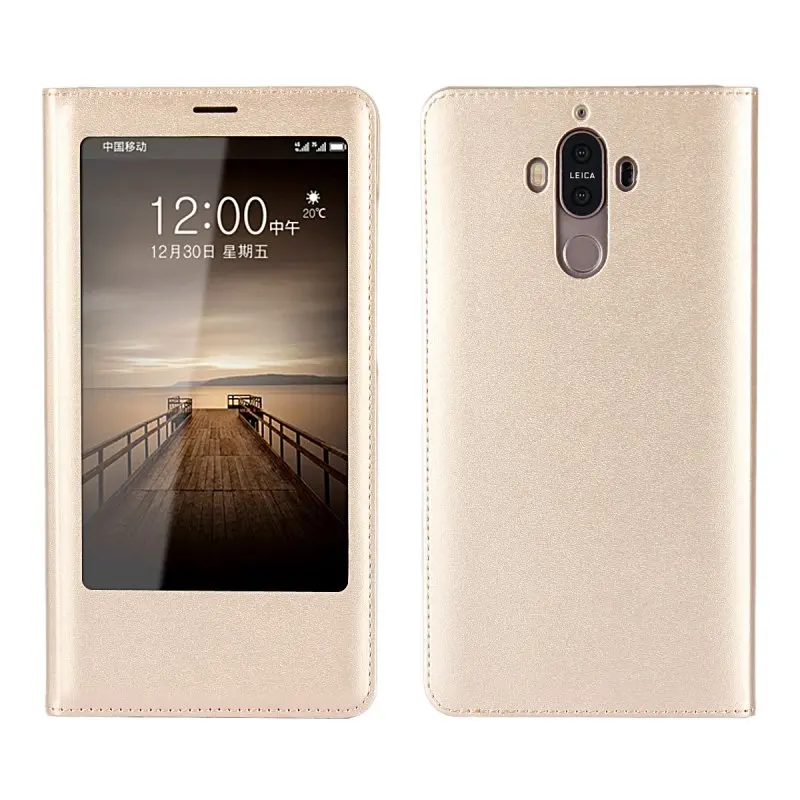 Чехол для huawei mate 9 Coque окошком экрана телефона из искусственной кожи с откидной