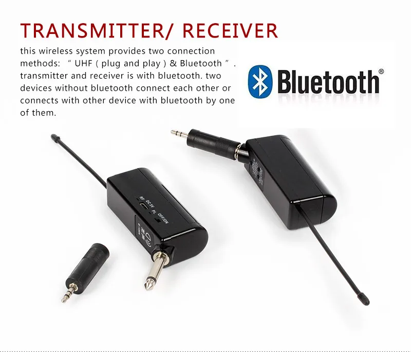 UHF Беспроводная гитарная система передатчик приемник Bluetooth перезаряжаемая литиевая батарея 50 м для электрогитары бас скрипки