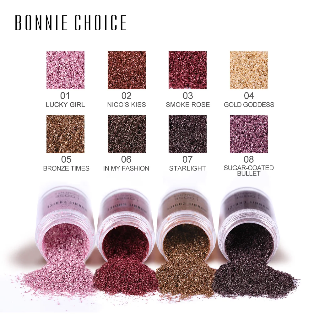 BONNIE CHOICE 8 оттенков тени для век рассыпчатая пудра Блеск металлик водостойкие