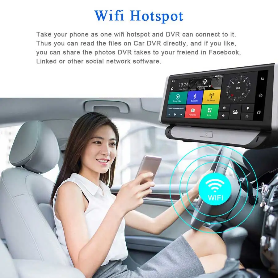 Olisine 8 'ƊG Android Автомобильный видеорегистратор GPS навигатор ADAS Wifi Bluetooth Dashcam
