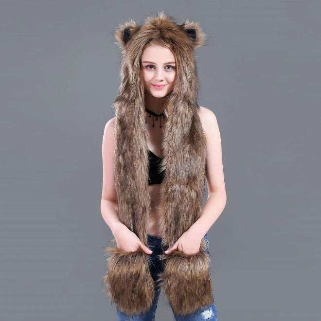 Качественная шапка из искусственного меха Crazy Fox с ушками и ручными карманами 3 в