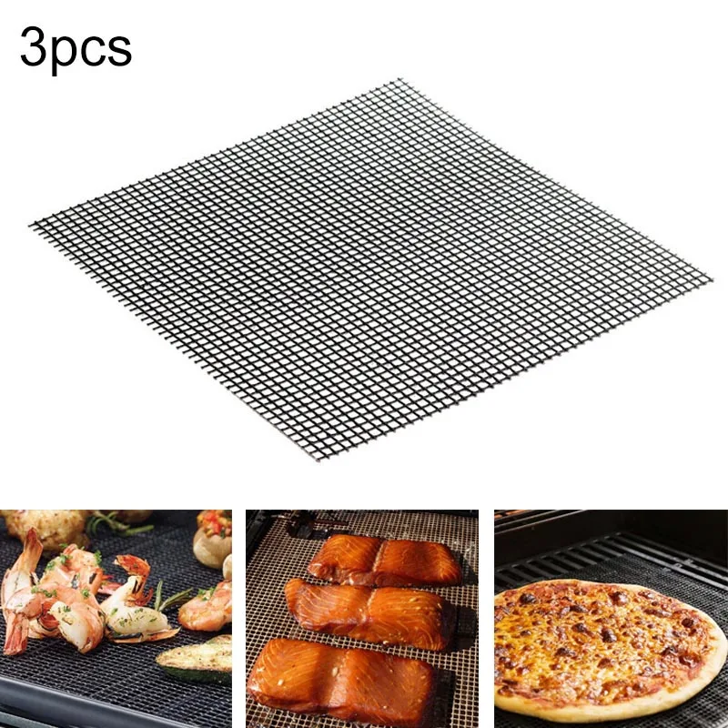 3 Pcs/Set BBQ Grilling Mats Reusable Non-stick Round Square Barbecue Baking Mesh Cooking Tool HTQ99 |