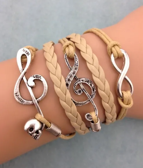 1 шт. Бесконечность браслет ручной работы Сова и шнур музыкальный символ подарок