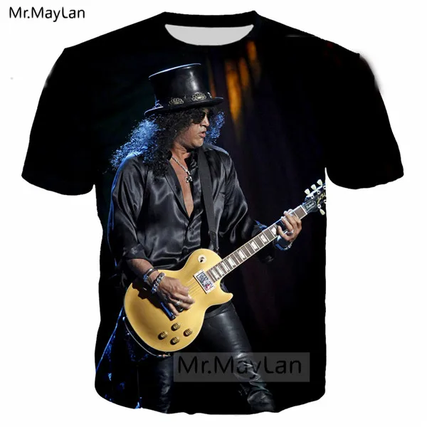 Slash Tee 01 Pop Rock Slash Guitar 3D Print T shirt Men/women Hard Rock Streetwear T-shirt Guns N‘ Roses Band Hip Hop Man Tshirt Clothes 6XL - Цвет: Slash Tee 01