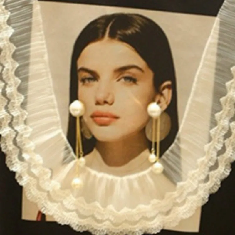 Женская футболка с коротким рукавом кружевом и круглым вырезом корейский хлопок