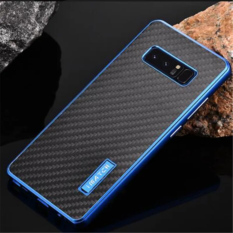 black blue Imatch чехол для samsung Примечание 8 9 Note8 металлический корпус алюминий+ углеродного волокна задняя крышка для samsung S8 S9 плюс Примечание 9 8 coque - Цвет: black blue