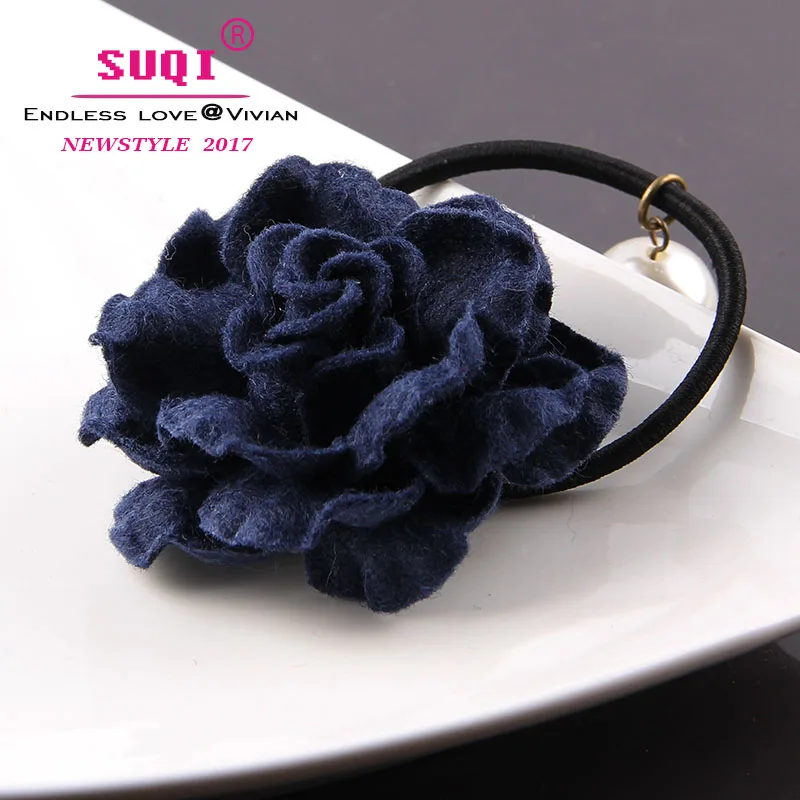 Women Vintage Hit Colors Elegant Handmade Rose Flower Shiny Venetian pearl Hair Rope accessories | Украшения и аксессуары
