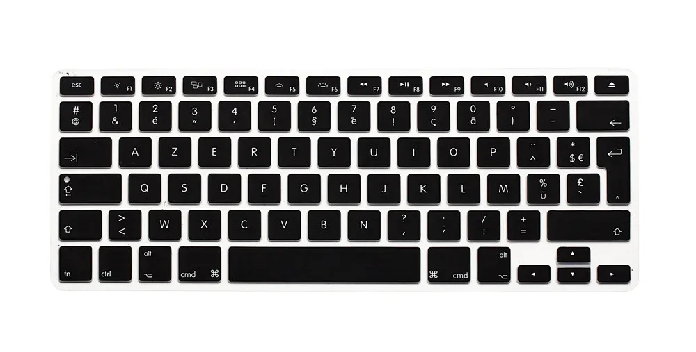Водонепроницаемый французский UK/EU клавир AZERTY силиконовый чехол кожи протектор для Macbook Air 1" Pro retina 13 15 клавиатура фильм - Цвет: Черный