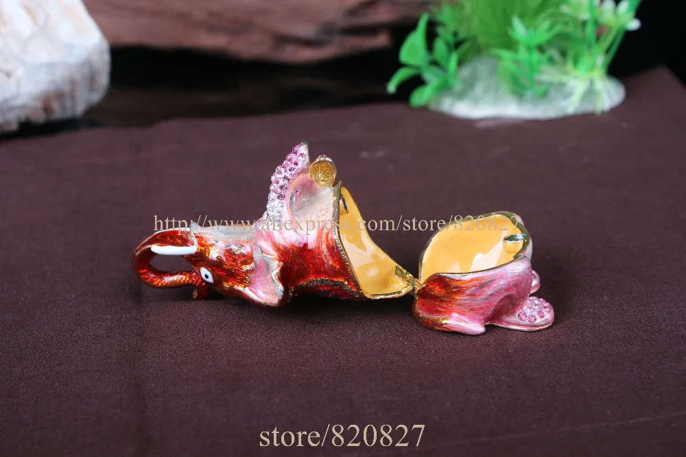 Антиквариат коробка слона ручной работы Кристальный металлический держатель