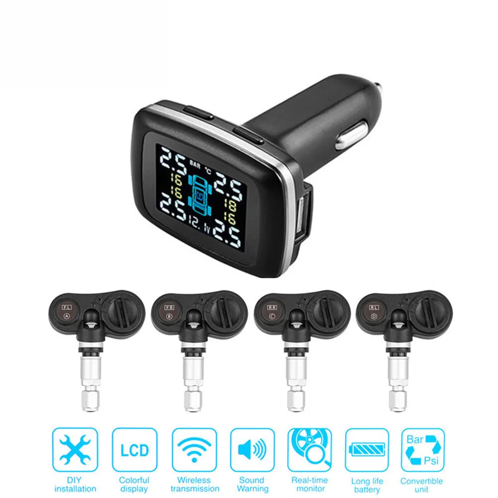 Беспроводная умная Автомобильная TPMS 12V Цифровая система контроля давления в