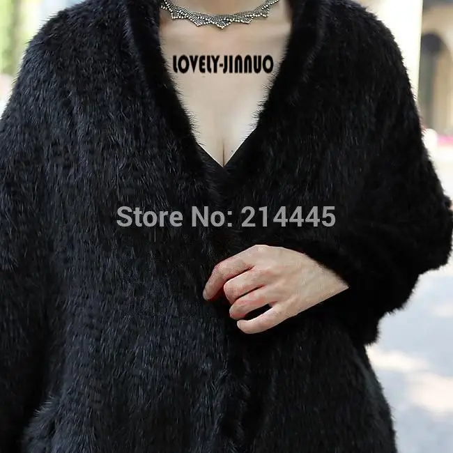 Новые поступления 2019 100% натуральная норковый меховой плащ пуловер чёрный