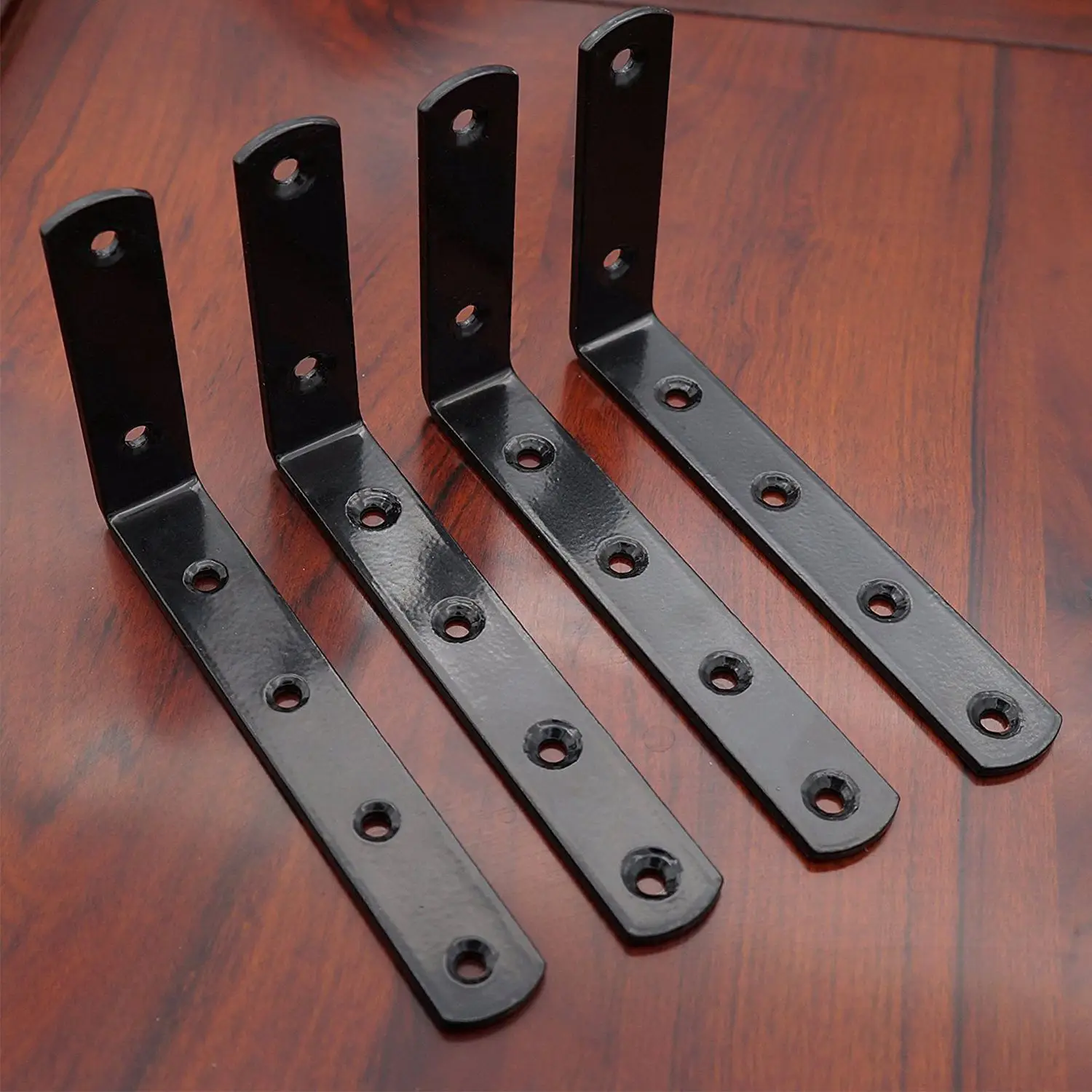 4 PCS Stainless Steel Duty &quotL&quot Decorative Corner Brace Angle Bracket Shelf Support Furniture Connector Industrial Decora |