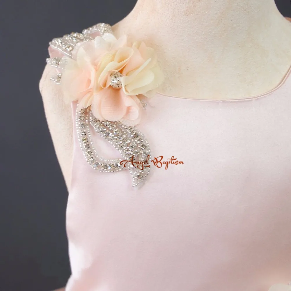 Пышное розовое платье принцессы с цветочным рисунком для маленьких девочек