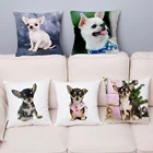 Супермягкие плюшевые наволочки для подушек с изображением собаки чихуахуа, 45x45, чехол для диванной подушки, чехол для подушки с принтом чехол