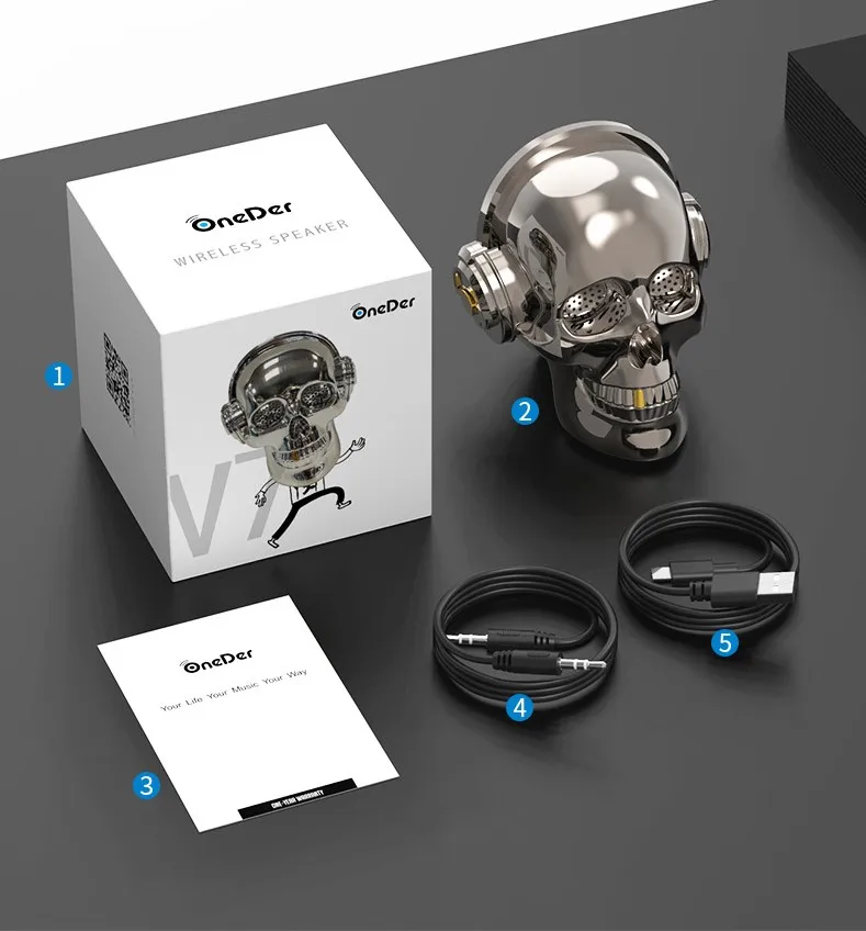V7 Gute Aero динамик в форме черепа счастливый Dazzle USB Портативный беспроводной Bluetooth