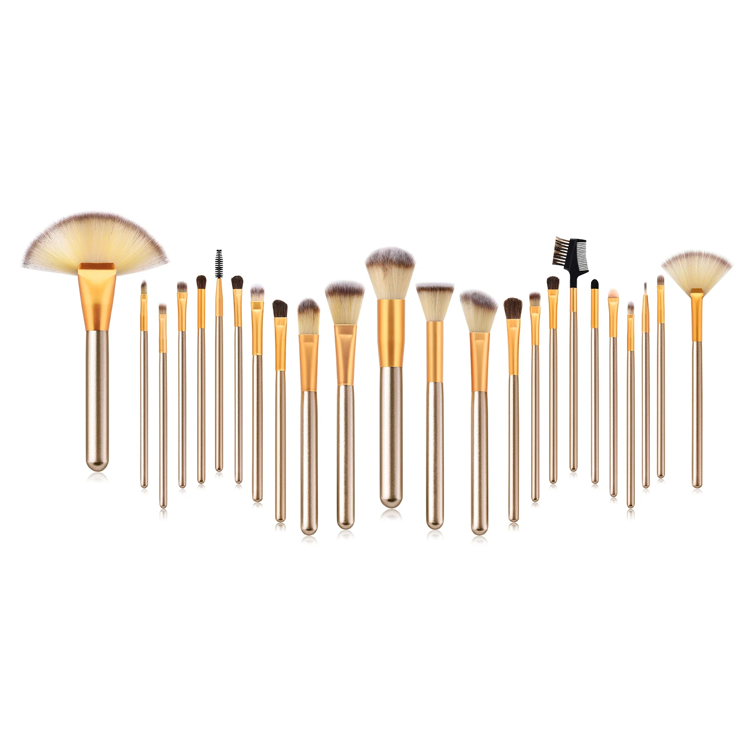 BBL 12/18/24pcs Premium Champagne Makeup Brushes Set + Bag Foundation Blending Blush Concealer Eyeshadow Elegant Cosmetic Tools | Красота и