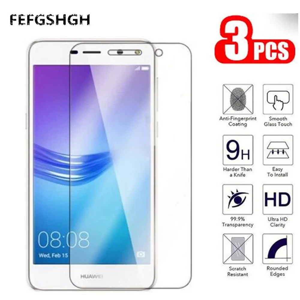 Закаленное стекло 3 шт./лот 2.5D для Huawei Y5 2017 Защитное экрана на искусственную кожу