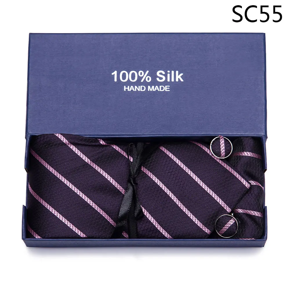 SC55 Плед Пейсли шеи галстук красные, синие Gravatas Hanky набор запонок шелковые галстуки ручной работы для Для мужчин модные цветочный шейный платок Corbata - Цвет: SC55