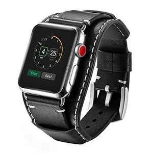 Новейшие часы из натуральной кожи браслет ремешок для Apple Watch Series 1 2 3 iWatch 38 мм 42 мм ремешки для часов - Цвет ремешка: Black - wihite stitc