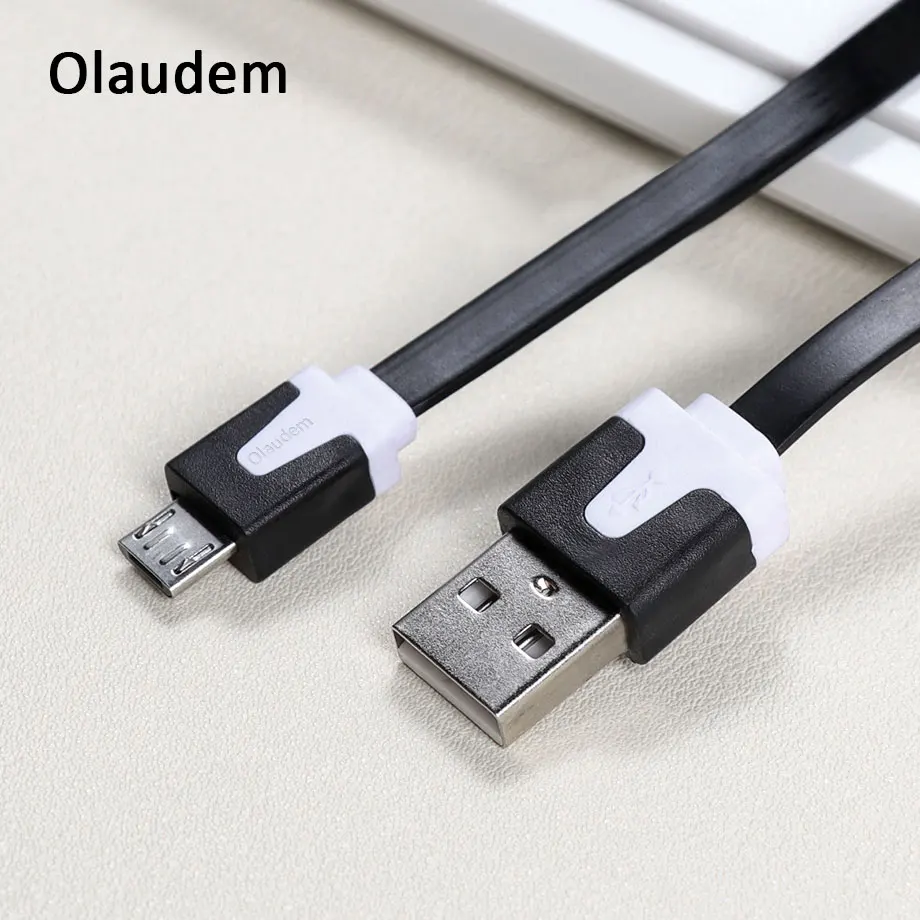 Olaudem Micro USB данных кабель ПВХ плоский провод для зарядный samsung 1 м лапши Android