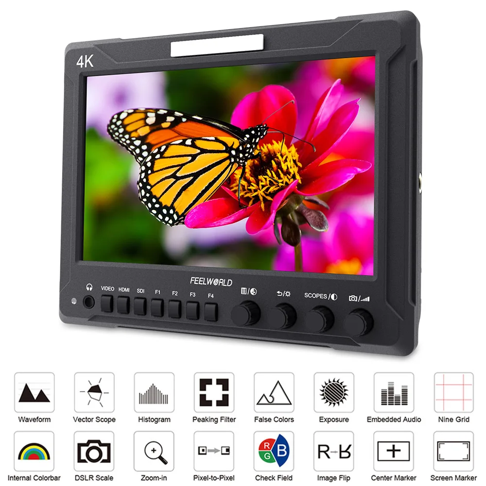 Feelworld Z72 7 дюймов Pro широковещательный монитор 3g SDI 4 к HDMI DSLR видео поле мониторы Full HD