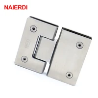 naierdi 4904 180 degree hinge open 304 stainless steel wall mount glass shower door hinges for home bathroom furniture hardware