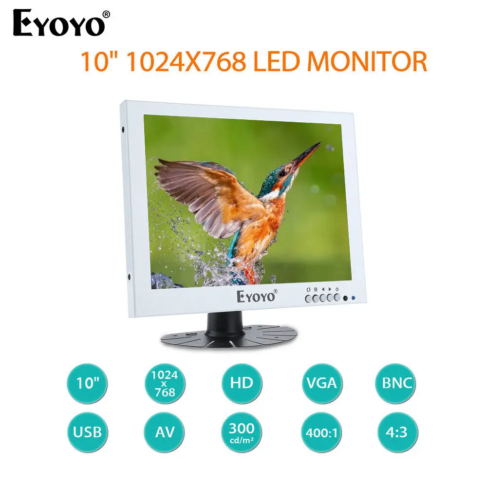Eyoyo 10 &quotLED Мониторы 1024x768 с BNC VGA AV аудио видео Вход встроенный Двойной