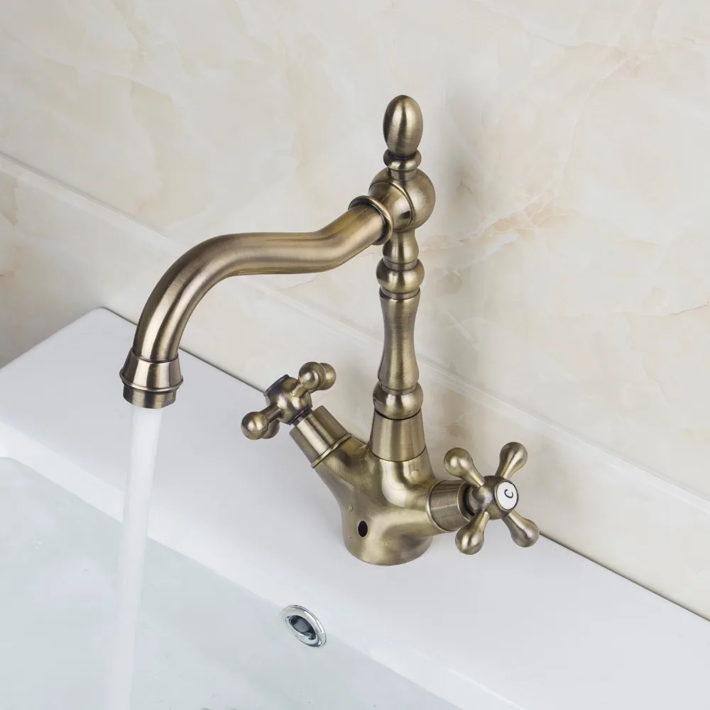 KEMAIDI античный латунный винтажный Ретро Шикарный кухонный смеситель для раковины