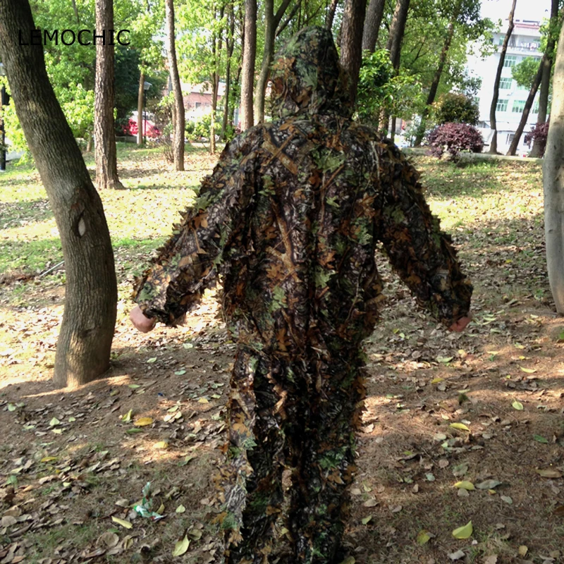 LEMOCHIC wader hunting airsoft sniper tactical birdwatching ghillie suit Professional 3D bionic tree Leaf woodland camouflage |