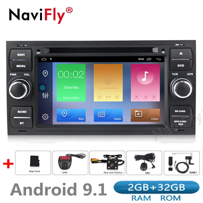 2din Android 9,1 Автомобильный dvd Радио aduio плеер gps Navi для Ford Focus 2 Mondeo S C Max Fiesta Galaxy подключения фокуса