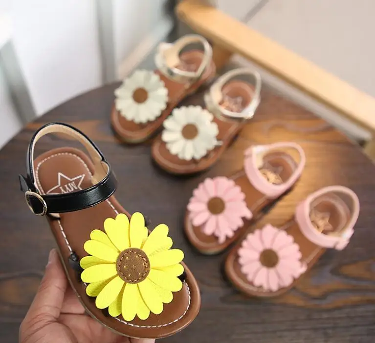 Новинка лета 2019 обувь принцессы с цветочным принтом для девочек детская пляжная