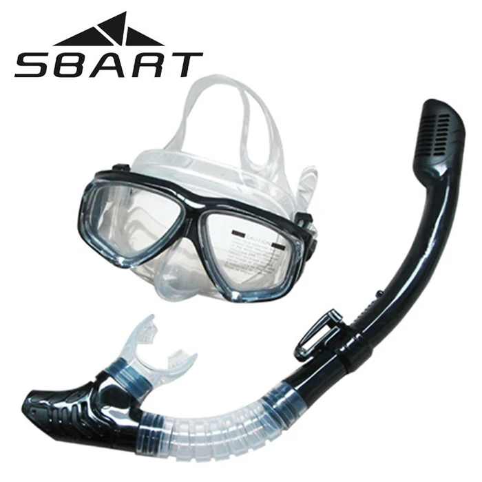 

SBART Spearfishing Snorkeling Swim Glasses Equipment Anti-Fog Tempered Glass Lens Scuba Diving Mask Goggles Full-dry Snorkel Set