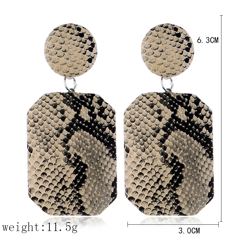 

Bohopan Charming Square Snake Skin Dangle Earrings New Arrival Acrylic Drop Earrings Unique Style Female Statement Earrings 2019