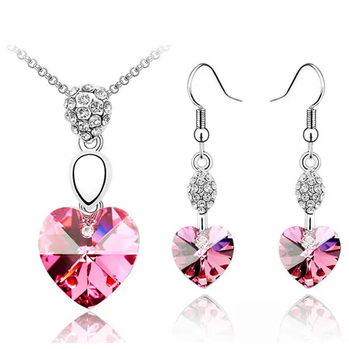 Комплект из колье и сердца с австрийским кристаллом|set necklace earring|necklace earringpendant jewelry