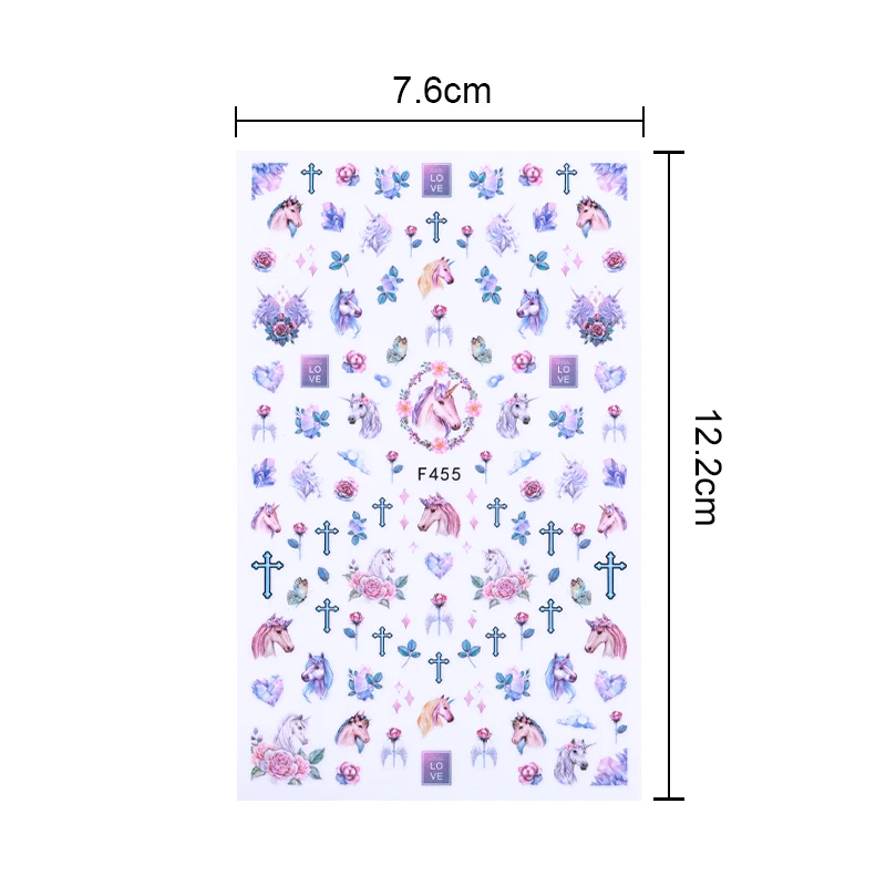 2 листа 3D наклейки для ногтей набор перо ожерелье Лавандовый узор клеевые бумаги