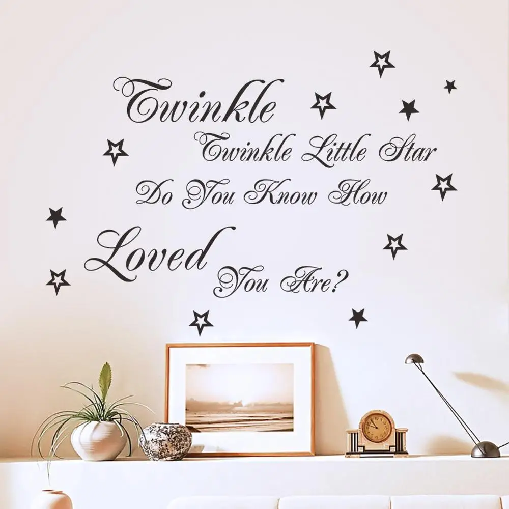 English little star text pattern wall paste bedroom children 's room living TV sofa background stickers decoration Дом и сад