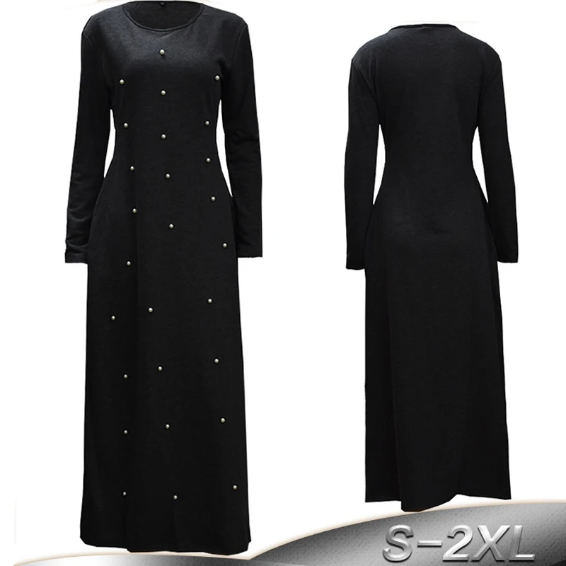 Vestidos Qatar ОАЭ платье Дубая Турция женские жемчужины мусульманский хиджаб платье халат арабский Elbise турецкий Исламский Одежда