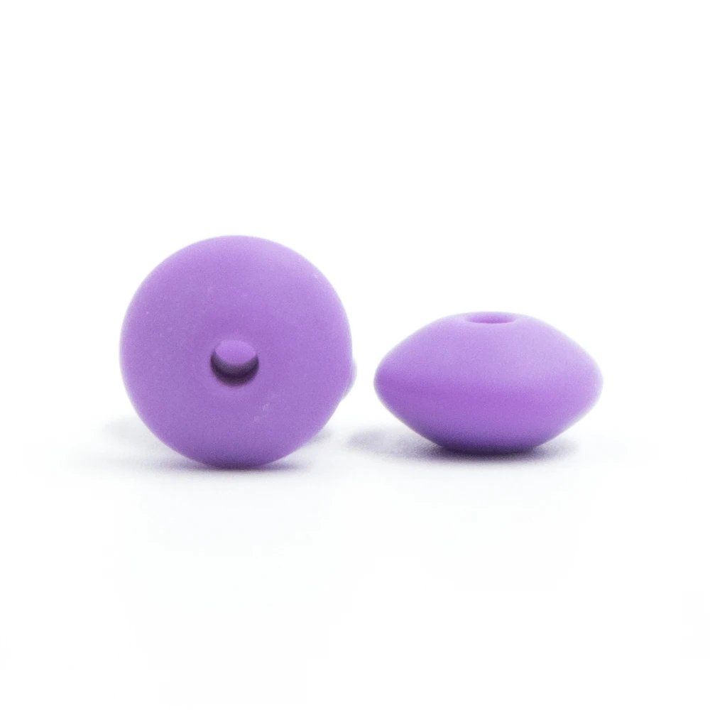Medium Purple 50 шт. жемчужные силиконовые бусины в форме чечевицы 12 мм BPA Бесплатный Детский Прорезыватель зубов Ожерелье-Прорезыватель Браслет DIY очаровательные свободные бусины игрушки для кормления - Цвет: Medium Purple