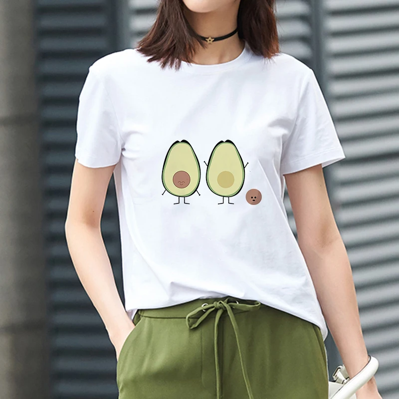 Новые модные женские футболки с принтом авокадо Харадзюку летние коротким