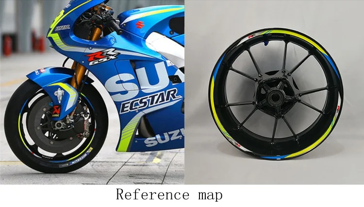 Для Suzuki GSXR750 мотоциклы колеса наклейки водонепроницаемый Светоотражающие Обода наклейки передние и задние пользовательские внутренний обод