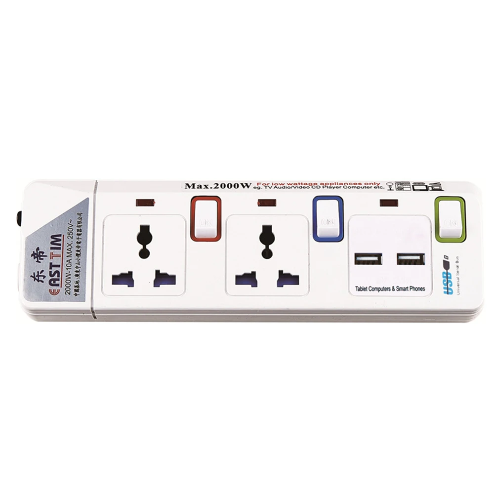 2 Outlets Мощность полоса 1/2/3/4/5 переменного тока универсальных розеток розетка с USB индивидуально Удлинительный Шнур сетевой/Защита от перегрузки - Цвет: 2 Outlets