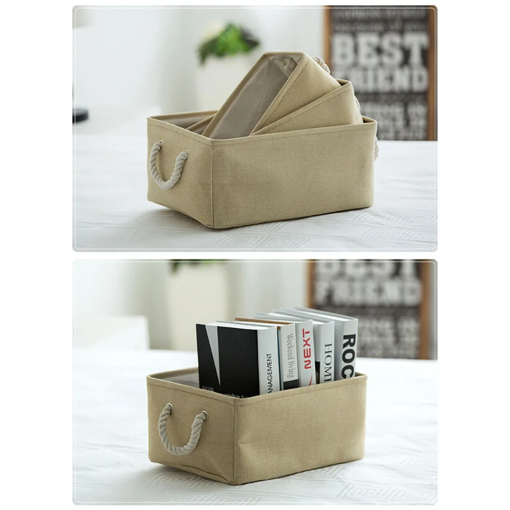 

New Foldable Linen Cotton Storage Basket Japanese Style Clothes Storage Laundry Basket Sundries Organizer Toy Home Storage Box