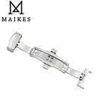 MAIKES 16 18 20 мм новый высококачественный Серебряный браслет для наручных часов с застежкой-бабочкой из нержавеющей стали с двойной застежкой