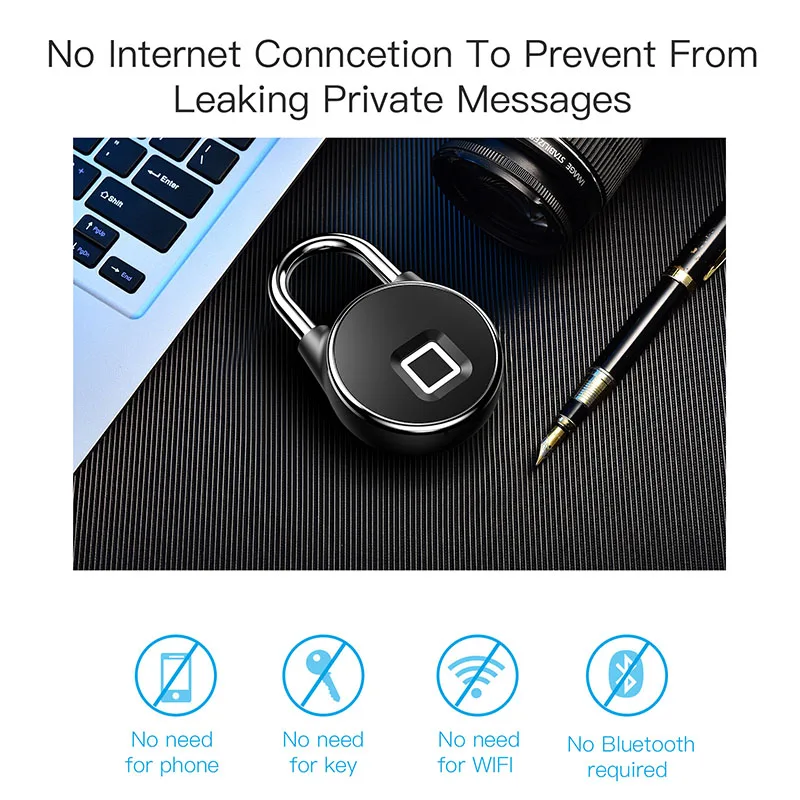 

Hot Sale BT Wifi Fingerprint Smart Lock Keyless Anti-Theft Padlock Phone APP Control